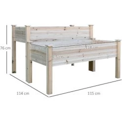 Outsunny Jardinière Sur Pieds Carré Potager 2 étages Dim. 115L X 114l X 76H Cm Inserts D'irrigation Bois Sapin Naturel - Beige -Outsunny Soldes Magasin 32126910 3