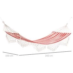 Outsunny Hamac De Voyage Portable Style Hippie Chic Toile De Hamac Dim. 2L X 1l M Coton Polyester Rouge Crème Rayé - Rouge 9 Outsunny Hamac De Voyage Portable Style Hippie Chic Toile De Hamac Dim. 2L X 1l M Coton Polyester Rouge Crème Rayé - Rouge -Outsunny Soldes Magasin 32126912 3