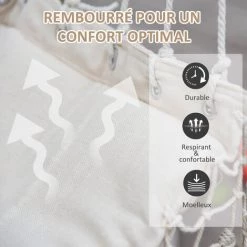 Outsunny Chaise Suspendue Chaise Hamac De Voyage Portable Assise Dossier Rembourrés Macramé Coton Polyester Beige - Beige -Outsunny Soldes Magasin 32126914 5