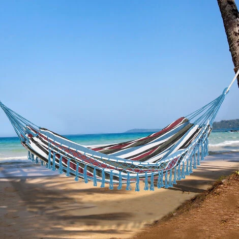 Outsunny Hamac De Voyage Portable Style Hippie Chic Toile De Hamac Dim. 3L X 1,5l M Coton Polyester Multicolore - Multicolore 4 Outsunny Hamac De Voyage Portable Style Hippie Chic Toile De Hamac Dim. 3L X 1,5l M Coton Polyester Multicolore - Multicolore – Image 2