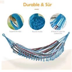 Outsunny Hamac De Voyage Portable Style Hippie Chic Toile De Hamac Dim. 3L X 1,5l M Coton Polyester Multicolore - Multicolore 11 Outsunny Hamac De Voyage Portable Style Hippie Chic Toile De Hamac Dim. 3L X 1,5l M Coton Polyester Multicolore - Multicolore -Outsunny Soldes Magasin 32126915 5