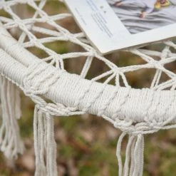 Outsunny Chaise Suspendue Chaise Hamac De Voyage Portable Ø 80 X 42H M Macramé Coton Polyester Beige - Beige -Outsunny Soldes Magasin 32126916 4