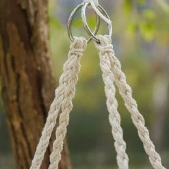 Outsunny Chaise Suspendue Chaise Hamac De Voyage Portable Ø 80 X 42H M Macramé Coton Polyester Beige - Beige -Outsunny Soldes Magasin 32126916 5