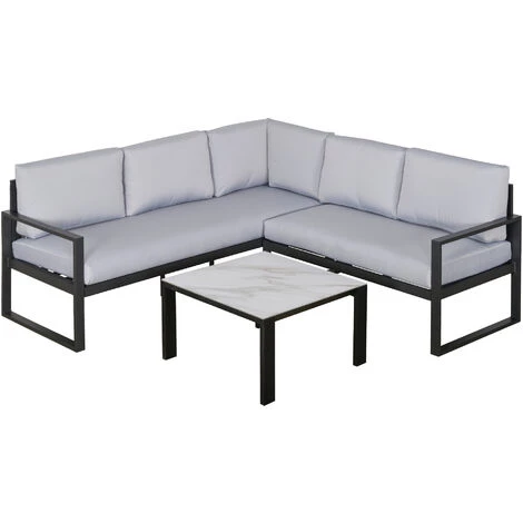 Outsunny Ensemble Salon De Jardin D'angle Design Contemporain Style Yachting 5 Places Coussins Table Basse Inclus Alu. Gris - Gris 3 Outsunny Ensemble Salon De Jardin D'angle Design Contemporain Style Yachting 5 Places Coussins Table Basse Inclus Alu. Gris - Gris