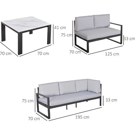 Outsunny Ensemble Salon De Jardin D'angle Design Contemporain Style Yachting 5 Places Coussins Table Basse Inclus Alu. Gris - Gris 5 Outsunny Ensemble Salon De Jardin D'angle Design Contemporain Style Yachting 5 Places Coussins Table Basse Inclus Alu. Gris - Gris – Image 3