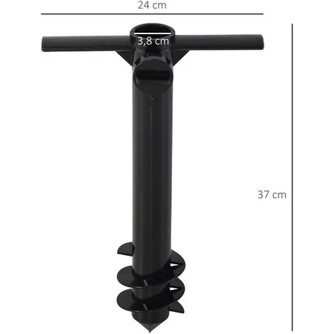 Outsunny Pied De Parasol à Planter - Pied D'ancrage à Visser Dans Le Sol - Fixation Parasol - Porte-parasol Avec Vis De Serrage - ABS Noir 5 Outsunny Pied De Parasol à Planter - Pied D'ancrage à Visser Dans Le Sol - Fixation Parasol - Porte-parasol Avec Vis De Serrage - ABS Noir – Image 3