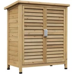 Outsunny Armoire De Jardin Abri Jardin Remise Pour Outils Sur Pied Dim. 87L X 46l X 96H Cm étagère Portes Persiennes Toit Bitumé Bois Sapin Autoclave Vert - Vert