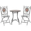 Outsunny Ensemble Bistro 2 Places 3 Pièces Style Fer Forgé Mosaïque Céramique Motif Rose Des Vents Chaises Pliables Métal époxy Noir -Outsunny Soldes Magasin 32517545 1