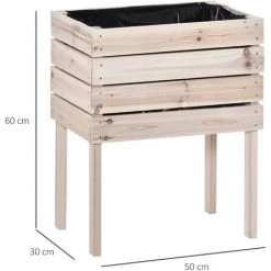 Outsunny Jardinières Sur Pieds Carrés Potagers - Lot De 4 Jardinières Sur Pied Modulables - Dim. 50L X 30l X 60H Cm - Inserts D'irrigation Film Protecteur - Bois Sapin Naturel -Outsunny Soldes Magasin 32585023 3