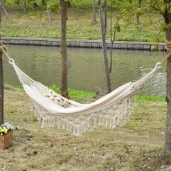 Outsunny Hamac De Voyage Portable Style Bohème Chic Toile De Hamac Dim. Totales 2,88L X 1,5l M Coton Polyester Beige - Beige -Outsunny Soldes Magasin 32693332 2