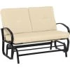 Outsunny Banc à Bascule De Jardin 2 Places Style Colonial Acier époxy Noir Coussins Beige -Outsunny Soldes Magasin 32693336 1