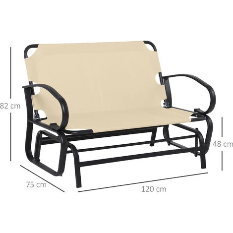 Outsunny Banc à Bascule De Jardin 2 Places Style Colonial Acier époxy Noir Coussins Beige 5 Outsunny Banc à Bascule De Jardin 2 Places Style Colonial Acier époxy Noir Coussins Beige – Image 3