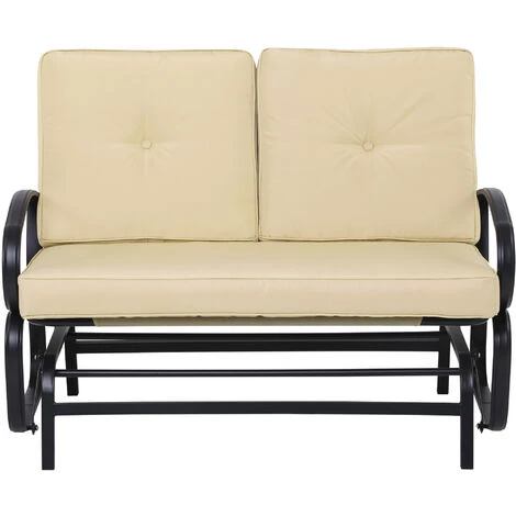 Outsunny Banc à Bascule De Jardin 2 Places Style Colonial Acier époxy Noir Coussins Beige 6 Outsunny Banc à Bascule De Jardin 2 Places Style Colonial Acier époxy Noir Coussins Beige – Image 4