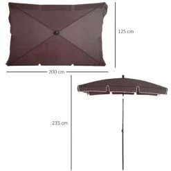 Outsunny Parasol Rectangulaire Inclinable Alu Acier Polyester Haute Densité Diamètre 2 M Chocolat -Outsunny Soldes Magasin 3303815 3