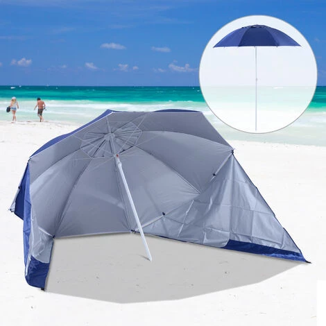 Outsunny Parasol Abri Solaire Contemporain Protection UPF 50+ Sac Transport Fourni Bleu Marine - Bleu 4 Outsunny Parasol Abri Solaire Contemporain Protection UPF 50+ Sac Transport Fourni Bleu Marine - Bleu – Image 2