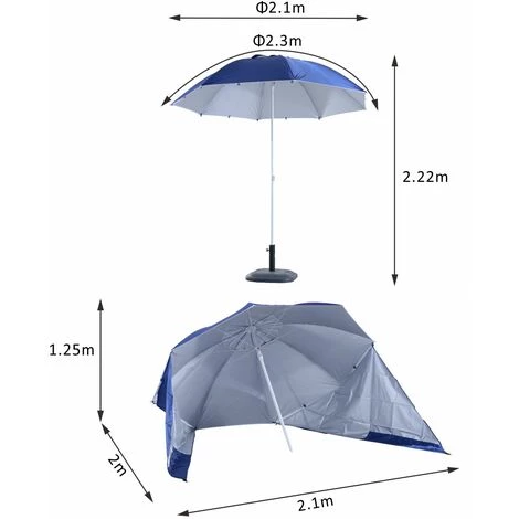 Outsunny Parasol Abri Solaire Contemporain Protection UPF 50+ Sac Transport Fourni Bleu Marine - Bleu 5 Outsunny Parasol Abri Solaire Contemporain Protection UPF 50+ Sac Transport Fourni Bleu Marine - Bleu – Image 3