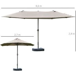 Outsunny Parasol De Jardin XXL Parasol Grande Taille 4,6L X 2,7l X 2,4H Cm Ouverture Fermeture Manivelle Acier Polyester Haute Densité Gris Clair - Gris 9 Outsunny Parasol De Jardin XXL Parasol Grande Taille 4,6L X 2,7l X 2,4H Cm Ouverture Fermeture Manivelle Acier Polyester Haute Densité Gris Clair - Gris -Outsunny Soldes Magasin 33164197 3