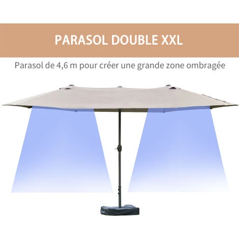 Outsunny Parasol De Jardin XXL Parasol Grande Taille 4,6L X 2,7l X 2,4H Cm Ouverture Fermeture Manivelle Acier Polyester Haute Densité Gris Clair - Gris 6 Outsunny Parasol De Jardin XXL Parasol Grande Taille 4,6L X 2,7l X 2,4H Cm Ouverture Fermeture Manivelle Acier Polyester Haute Densité Gris Clair - Gris – Image 4