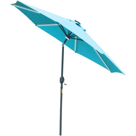Outsunny Parasol Lumineux Octogonal Inclinable Dim. 2,66L X 2,66l X 2,45H M Parasol LED Solaire Métal Polyester Haute Densité Bleu Turquoise 3 Outsunny Parasol Lumineux Octogonal Inclinable Dim. 2,66L X 2,66l X 2,45H M Parasol LED Solaire Métal Polyester Haute Densité Bleu Turquoise