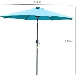 Outsunny Parasol Lumineux Octogonal Inclinable Dim. 2,66L X 2,66l X 2,45H M Parasol LED Solaire Métal Polyester Haute Densité Bleu Turquoise 9 Outsunny Parasol Lumineux Octogonal Inclinable Dim. 2,66L X 2,66l X 2,45H M Parasol LED Solaire Métal Polyester Haute Densité Bleu Turquoise -Outsunny Soldes Magasin 33164209 3