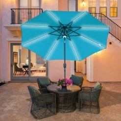 Outsunny Parasol Lumineux Octogonal Inclinable Dim. 2,66L X 2,66l X 2,45H M Parasol LED Solaire Métal Polyester Haute Densité Bleu Turquoise 10 Outsunny Parasol Lumineux Octogonal Inclinable Dim. 2,66L X 2,66l X 2,45H M Parasol LED Solaire Métal Polyester Haute Densité Bleu Turquoise -Outsunny Soldes Magasin 33164209 4