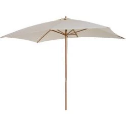 Outsunny Parasol Droit Rectangulaire Bois Polyester Haute Densité 2,95L X 2l X 2,55H M Crème