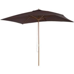 Outsunny Parasol Droit Hexagonal Bois Polyester Haute Densité 2,95 X 2 X 2,55 M Chocolat