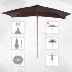 Outsunny Parasol Droit Hexagonal Bois Polyester Haute Densité 2,95 X 2 X 2,55 M Chocolat 10 Outsunny Parasol Droit Hexagonal Bois Polyester Haute Densité 2,95 X 2 X 2,55 M Chocolat -Outsunny Soldes Magasin 3463661 4