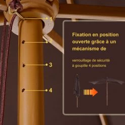 Outsunny Parasol Droit Hexagonal Bois Polyester Haute Densité 2,95 X 2 X 2,55 M Chocolat 11 Outsunny Parasol Droit Hexagonal Bois Polyester Haute Densité 2,95 X 2 X 2,55 M Chocolat -Outsunny Soldes Magasin 3463661 5