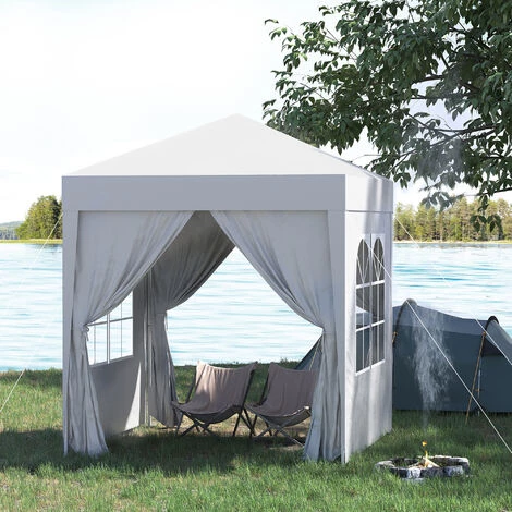 Outsunny Tonnelle De Jardin Tente Pliante Barnum Pop-up 2 X 2 M 4 Parois Latérales Amovibles 2 Fenêtres Sac De Transport Pour Camping, Festival, Plage, Jardin, Blanc 5 Outsunny Tonnelle De Jardin Tente Pliante Barnum Pop-up 2 X 2 M 4 Parois Latérales Amovibles 2 Fenêtres Sac De Transport Pour Camping, Festival, Plage, Jardin, Blanc – Image 3