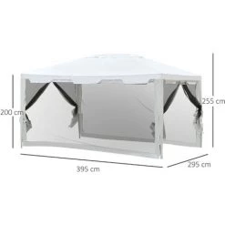 Outsunny Tonnelle Barnum Style Colonial Dim. 4L X 3l X 2,55H M 4 Moustiquaires Blanc Et Noir - Blanc -Outsunny Soldes Magasin 3463686 3