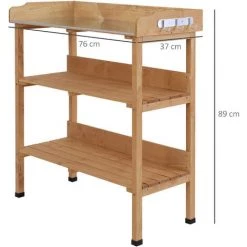 Outsunny Table De Rempotage Jardinage - 2 étagères 3 Crochets Outils Plateau Tôle Acier Galvanisé Avec Rebord - Bois Sapin Pré-huilé -Outsunny Soldes Magasin 35000675 3