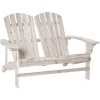 Outsunny Banc De Jardin 2 Places Design Adirondack Assise Dossier à Lattes Larges Accoudoirs Bois Naturel Pin Lasuré - Beige -Outsunny Soldes Magasin 35337091 1
