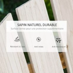 Outsunny Banc De Jardin 2 Places Design Adirondack Assise Dossier à Lattes Larges Accoudoirs Bois Naturel Pin Lasuré - Beige -Outsunny Soldes Magasin 35337091 5