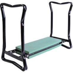 Outsunny Tabouret De Jardin Pliable Agenouilloir De Jardin Siège Jardinage Avec Coussin Acier EVA Noir Vert