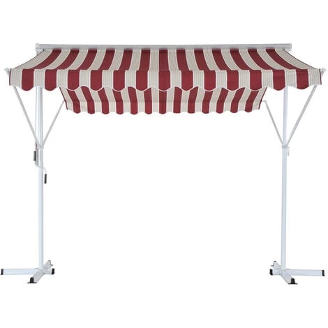 Outsunny Store Double Pente Manuel Rétractable Inclinaison Réglable Métal Polyester Imperméabilisé 3L X 2,95l X 2,6H M Rouge Blanc Beige Rayé - Rouge 3 Outsunny Store Double Pente Manuel Rétractable Inclinaison Réglable Métal Polyester Imperméabilisé 3L X 2,95l X 2,6H M Rouge Blanc Beige Rayé - Rouge