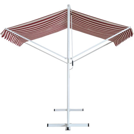 Outsunny Store Double Pente Manuel Rétractable Inclinaison Réglable Métal Polyester Imperméabilisé 3L X 2,95l X 2,6H M Rouge Blanc Beige Rayé - Rouge 6 Outsunny Store Double Pente Manuel Rétractable Inclinaison Réglable Métal Polyester Imperméabilisé 3L X 2,95l X 2,6H M Rouge Blanc Beige Rayé - Rouge – Image 4