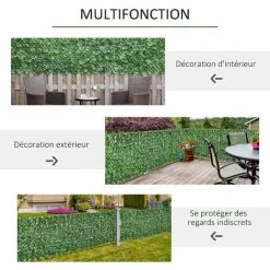 Outsunny Haie Artificielle Brise-vue Décoration Rouleau 3L X 1H M Feuillage Réaliste Anti-UV Vert - Vert -Outsunny Soldes Magasin 36843308 5