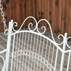 Outsunny Banc Suspendu 2 Places Balancelle De Jardin En Métal Dim. 118 X 58 X 57 Cm Blanc -Outsunny Soldes Magasin 36843363 5