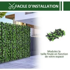 Outsunny Haie Artificielle Feuilles De Laurier - Treillis Extensible - Brise-vue Canisse Végétale Feuillage Réaliste Dim. 3L X 1H M PE Anti-UV Vert - Vert 11 Outsunny Haie Artificielle Feuilles De Laurier - Treillis Extensible - Brise-vue Canisse Végétale Feuillage Réaliste Dim. 3L X 1H M PE Anti-UV Vert - Vert -Outsunny Soldes Magasin 36988630 5