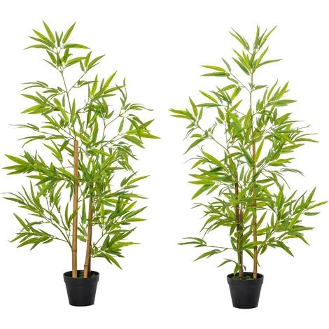 Outsunny Bambous Artificiels 1,20H M - Lot De 2 Bambous Artificiels - 369 Feuilles Réalistes Par Bambou Avec Vrais Troncs - Pot Inclus Noir Vert - Vert 3 Outsunny Bambous Artificiels 1,20H M - Lot De 2 Bambous Artificiels - 369 Feuilles Réalistes Par Bambou Avec Vrais Troncs - Pot Inclus Noir Vert - Vert