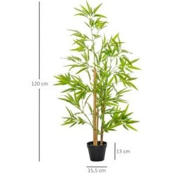 Outsunny Bambous Artificiels 1,20H M - Lot De 2 Bambous Artificiels - 369 Feuilles Réalistes Par Bambou Avec Vrais Troncs - Pot Inclus Noir Vert - Vert 9 Outsunny Bambous Artificiels 1,20H M - Lot De 2 Bambous Artificiels - 369 Feuilles Réalistes Par Bambou Avec Vrais Troncs - Pot Inclus Noir Vert - Vert -Outsunny Soldes Magasin 36988632 3