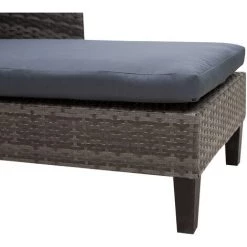 Outsunny Ensemble Salon De Jardin 2 Pièces Canapé D'angle 4 Places Et Table Basse Plateau Verre Trempé 5 Coussins Résine Tressée Gris -Outsunny Soldes Magasin 36988643 4