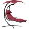 Outsunny Bain De Soleil Transat Suspendu Avec Pare-soleil Et Matelas Design Contemporain 190L X 115l X 190H Cm Acier Polyester Rouge Noir - Rouge -Outsunny Soldes Magasin 3699607 1