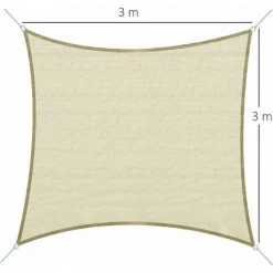 Outsunny Voile D'ombrage Carré 3 X 3 M Polyéthylène Haute Densité Résistant Aux UV Crème -Outsunny Soldes Magasin 3734721 3