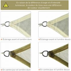 Outsunny Voile D'ombrage Carré 3 X 3 M Polyéthylène Haute Densité Résistant Aux UV Crème -Outsunny Soldes Magasin 3734721 5