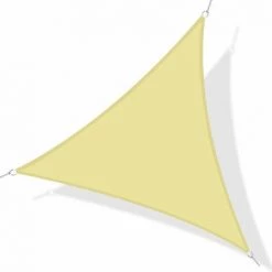 Outsunny Voile D'ombrage Triangulaire Grande Taille 6 X 6 X 6 M Polyester Imperméabilisé Haute Densité 160 G/m² Sable
