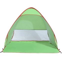Outsunny Abri De Plage Tente De Plage Pliable Pop-up Automatique Instantané Protection UV Fenêtre Arrière Grand Tapis De Sol Vert Rouge - Vert -Outsunny Soldes Magasin 3734747 4