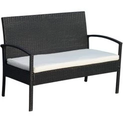 Outsunny Ensemble Salon De Jardin 4 Places : Canapé, 2 Fauteuils Et Table Basse Plateau Verre Trempé Résine Tressée 4 Fils Imitation Rotin Noir Coussins Blanc 11 Outsunny Ensemble Salon De Jardin 4 Places : Canapé, 2 Fauteuils Et Table Basse Plateau Verre Trempé Résine Tressée 4 Fils Imitation Rotin Noir Coussins Blanc -Outsunny Soldes Magasin 3738173 5