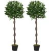 Outsunny Lauriers Artificiels Topiaires 1,20H M - Lot De 2 Lauriers Boules Artificiels - 741 Feuilles Réalistes Par Pied - Tronc Liane - Pot Inclus Noir Vert -Outsunny Soldes Magasin 37865174 1